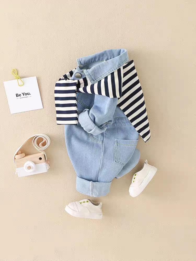 ست دوتکه سرهمی و شال گردن راه راه