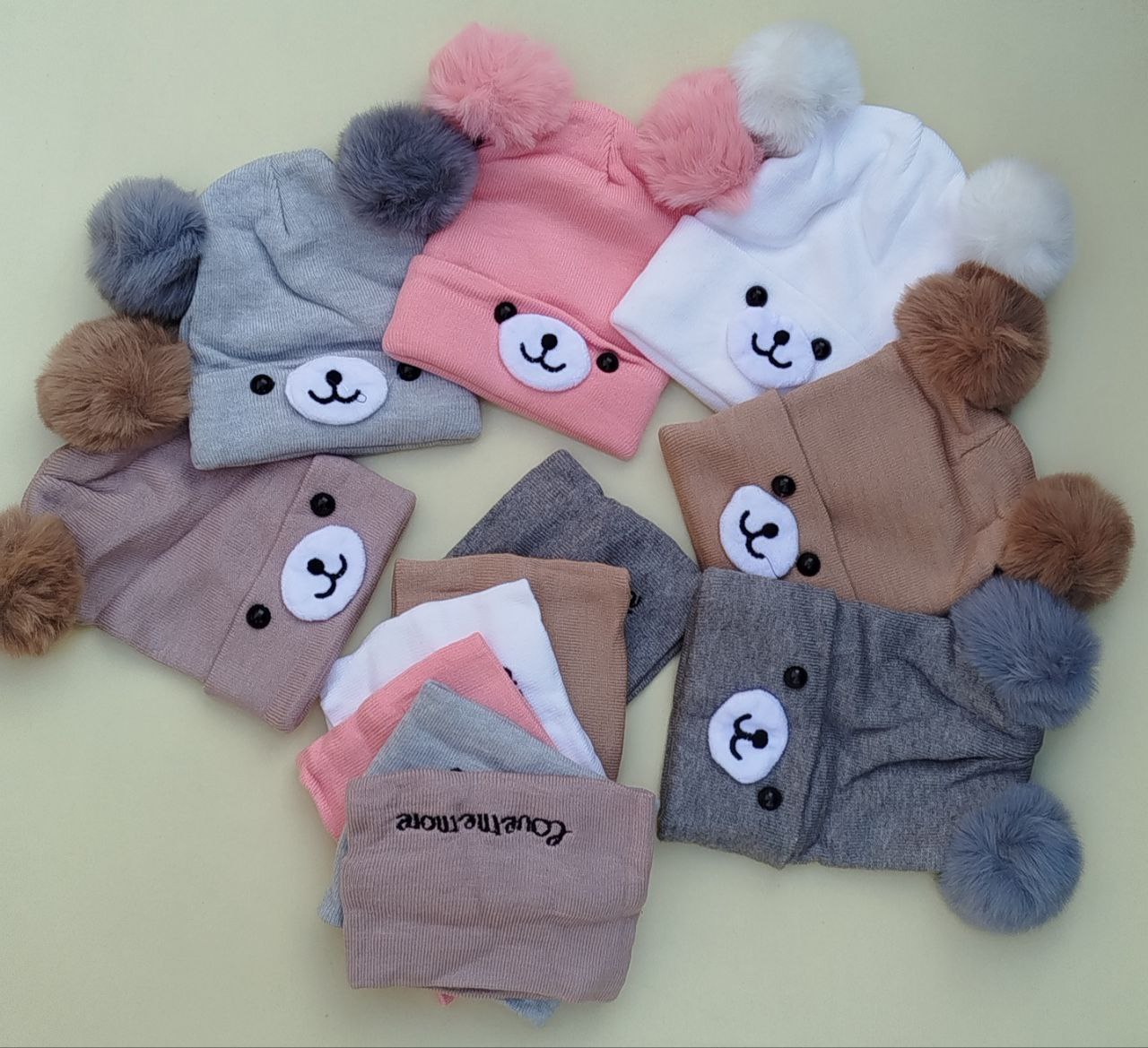 کلاه تدی و شال رینگی نوزادی